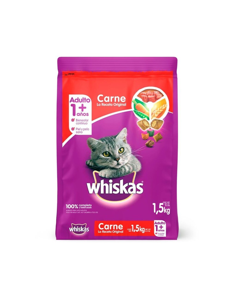WHISKAS CARNE ADULTO X 1.5 KG