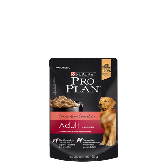 POUCH PRO PLAN PERRO ADULTO CARNE*100 GR